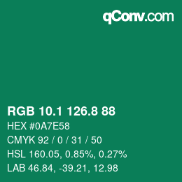 カラーコード: RGB 10.1 126.8 88 | qconv.com