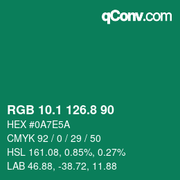 カラーコード: RGB 10.1 126.8 90 | qconv.com