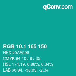 カラーコード: RGB 10.1 165 150 | qconv.com