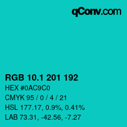 カラーコード: RGB 10.1 201 192 | qconv.com