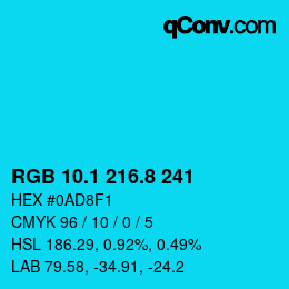 カラーコード: RGB 10.1 216.8 241 | qconv.com