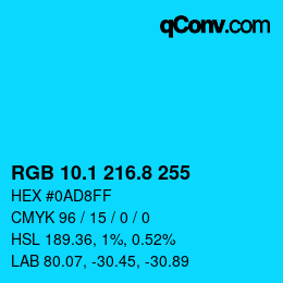 カラーコード: RGB 10.1 216.8 255 | qconv.com