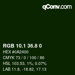 Color code: RGB 10.1 36.8 0 | qconv.com