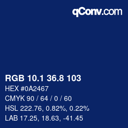 Código de color: RGB 10.1 36.8 103 | qconv.com