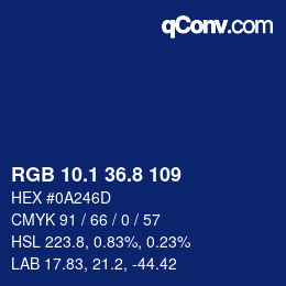 カラーコード: RGB 10.1 36.8 109 | qconv.com