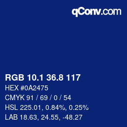 カラーコード: RGB 10.1 36.8 117 | qconv.com