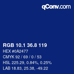Color code: RGB 10.1 36.8 119 | qconv.com