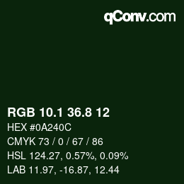 Color code: RGB 10.1 36.8 12 | qconv.com