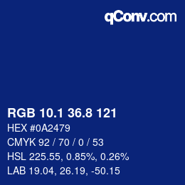 Color code: RGB 10.1 36.8 121 | qconv.com