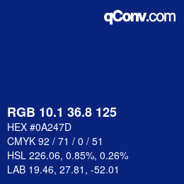 Color code: RGB 10.1 36.8 125 | qconv.com