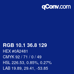 カラーコード: RGB 10.1 36.8 129 | qconv.com