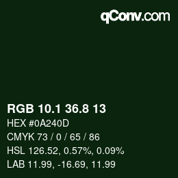 カラーコード: RGB 10.1 36.8 13 | qconv.com