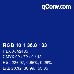 カラーコード: RGB 10.1 36.8 133 | qconv.com