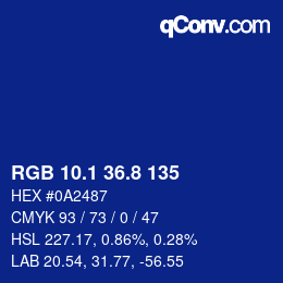 カラーコード: RGB 10.1 36.8 135 | qconv.com
