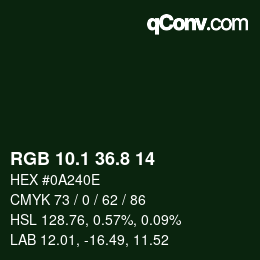 カラーコード: RGB 10.1 36.8 14 | qconv.com