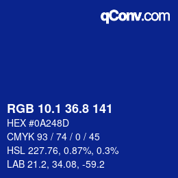 カラーコード: RGB 10.1 36.8 141 | qconv.com