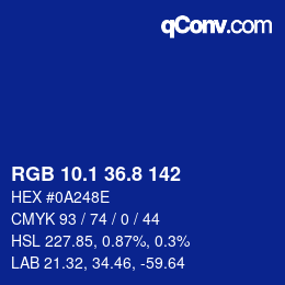 カラーコード: RGB 10.1 36.8 142 | qconv.com