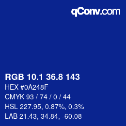 カラーコード: RGB 10.1 36.8 143 | qconv.com