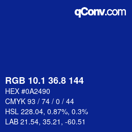 カラーコード: RGB 10.1 36.8 144 | qconv.com
