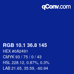カラーコード: RGB 10.1 36.8 145 | qconv.com