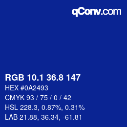 カラーコード: RGB 10.1 36.8 147 | qconv.com