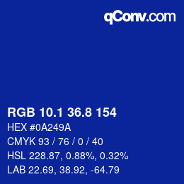 カラーコード: RGB 10.1 36.8 154 | qconv.com