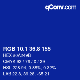 カラーコード: RGB 10.1 36.8 155 | qconv.com