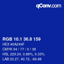カラーコード: RGB 10.1 36.8 159 | qconv.com