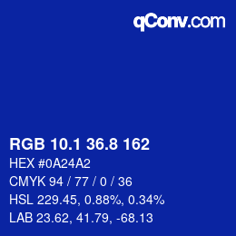 カラーコード: RGB 10.1 36.8 162 | qconv.com