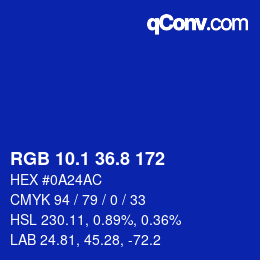カラーコード: RGB 10.1 36.8 172 | qconv.com
