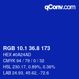 カラーコード: RGB 10.1 36.8 173 | qconv.com
