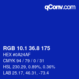 カラーコード: RGB 10.1 36.8 175 | qconv.com