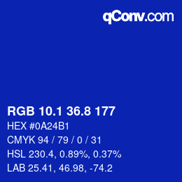 カラーコード: RGB 10.1 36.8 177 | qconv.com