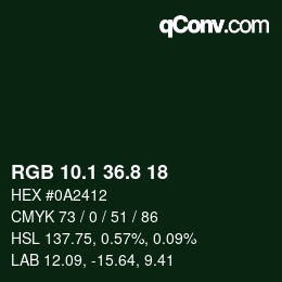 カラーコード: RGB 10.1 36.8 18 | qconv.com
