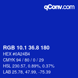 カラーコード: RGB 10.1 36.8 180 | qconv.com