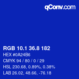 カラーコード: RGB 10.1 36.8 182 | qconv.com
