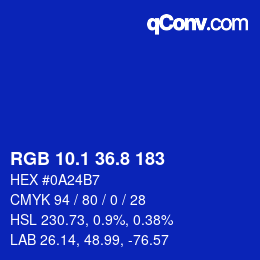 カラーコード: RGB 10.1 36.8 183 | qconv.com