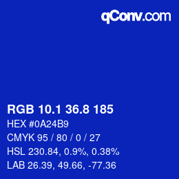 カラーコード: RGB 10.1 36.8 185 | qconv.com