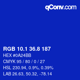 カラーコード: RGB 10.1 36.8 187 | qconv.com
