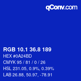 カラーコード: RGB 10.1 36.8 189 | qconv.com