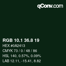 Farbcode: RGB 10.1 36.8 19 | qconv.com