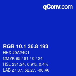 カラーコード: RGB 10.1 36.8 193 | qconv.com