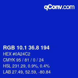 カラーコード: RGB 10.1 36.8 194 | qconv.com
