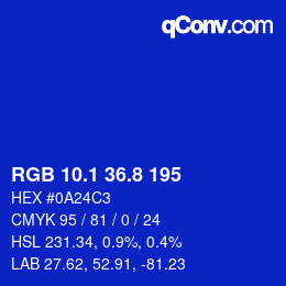 カラーコード: RGB 10.1 36.8 195 | qconv.com