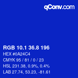 カラーコード: RGB 10.1 36.8 196 | qconv.com