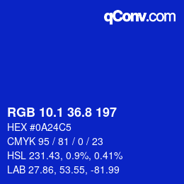 カラーコード: RGB 10.1 36.8 197 | qconv.com