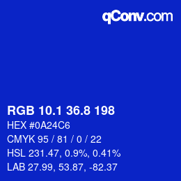 カラーコード: RGB 10.1 36.8 198 | qconv.com