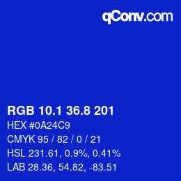 カラーコード: RGB 10.1 36.8 201 | qconv.com