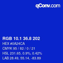 カラーコード: RGB 10.1 36.8 202 | qconv.com