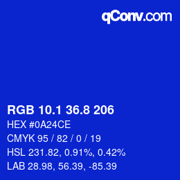 カラーコード: RGB 10.1 36.8 206 | qconv.com